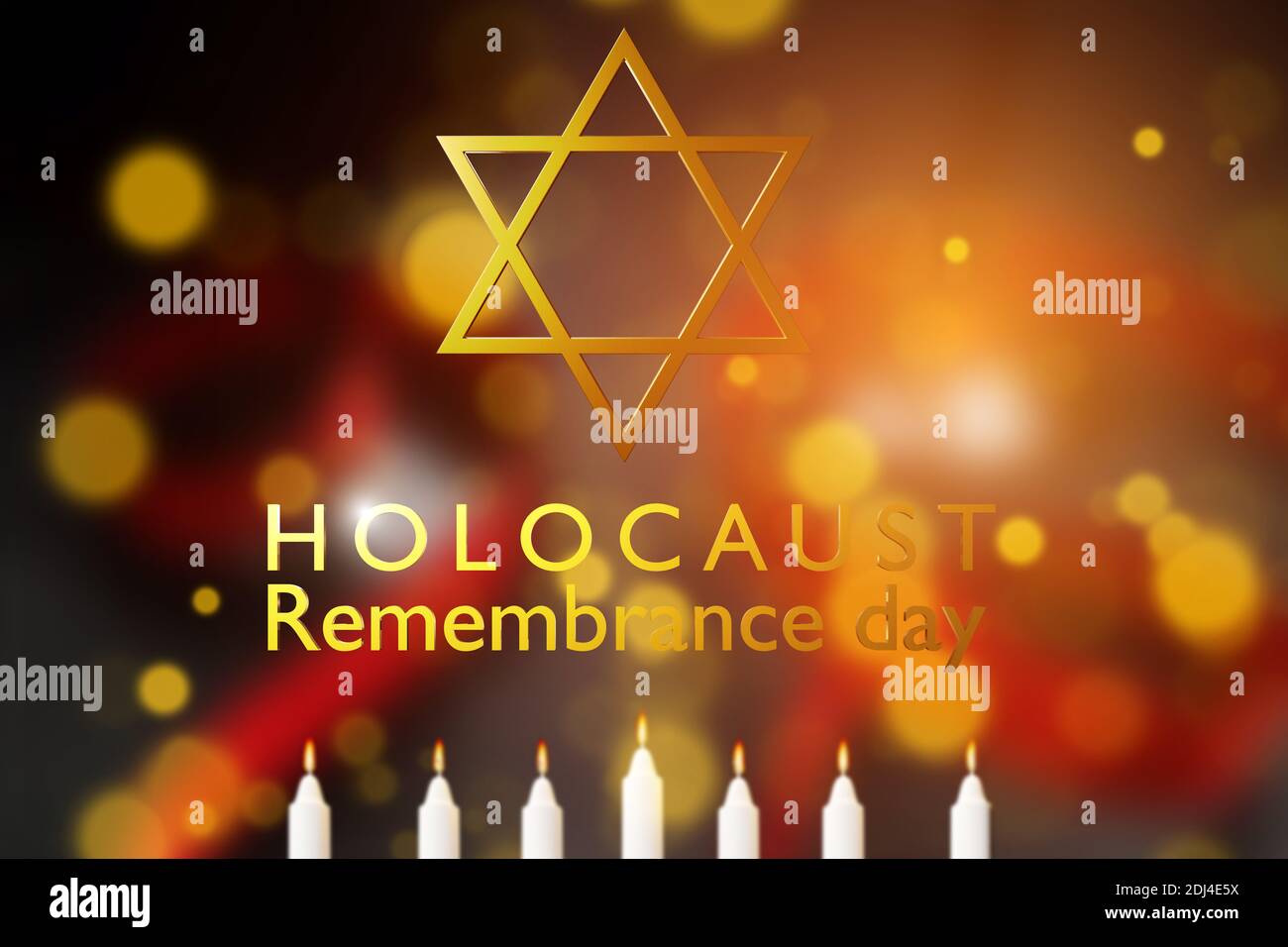 Internationaler Holocaust-Gedenktag, Davidstern auf dunklem Hintergrund Stockfoto
