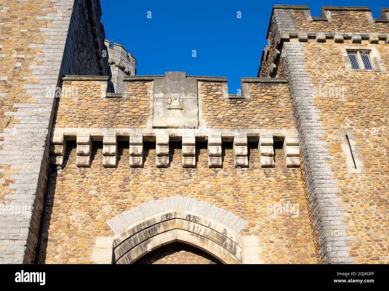 Detail über Cardiff Castle Südtor. Wales, Großbritannien Stockfoto