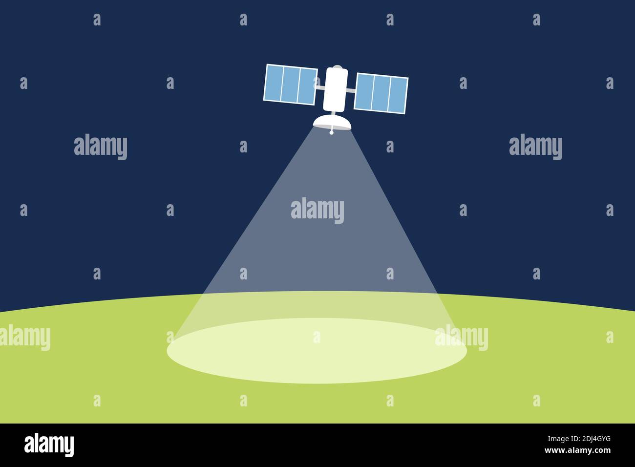 Knstliche Satelliten im Raum und Kosmos emittiert das Signal zum Boden -  Reichweite, Abdeckung auf der Erde - Verbindung, berwachung, observati  Stockfotografie - Alamy