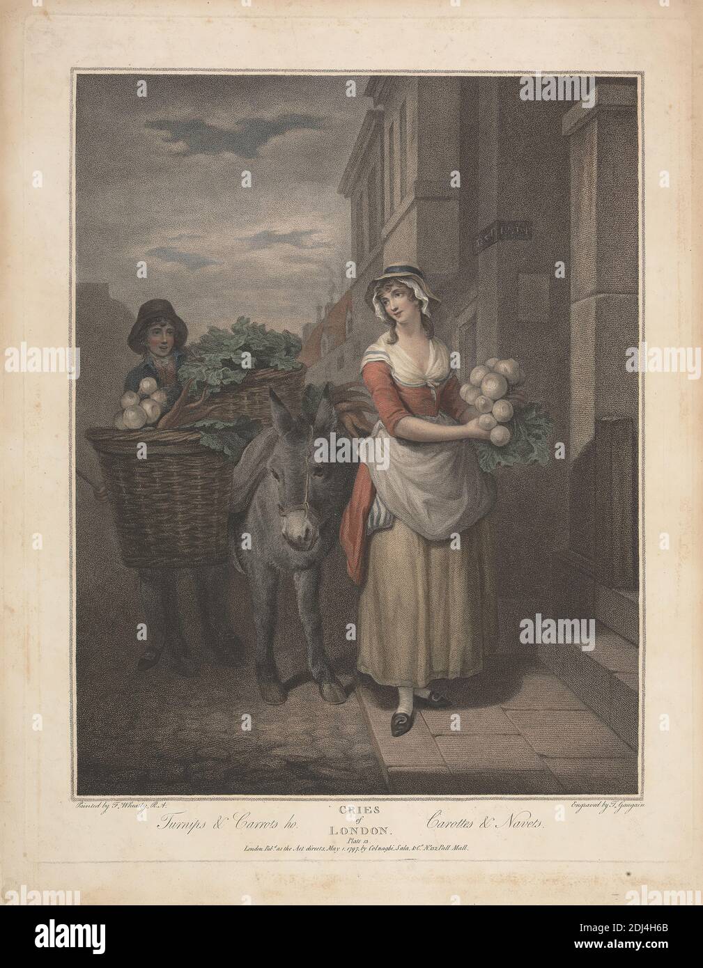 Rüben und Karotten ho, Druck von Thomas Gaugain, 1748–1812, französisch, nach Francis Wheatley, 1747–1801, britisch, 1797, Farbstich, Bogen: 17 11/16 x 13 (44.9 x 34,9 cm) und Platte: 16 1/4 x 12 13 Zoll (41.3 x 32,5 cm Stockfoto