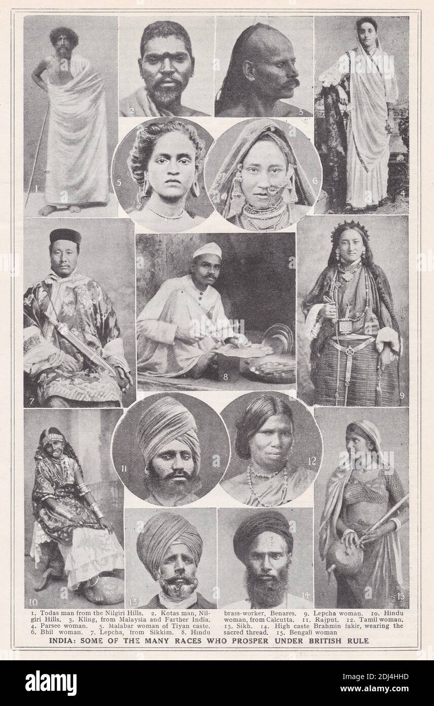 Vintage Indien: Einige der vielen Rassen, die unter der britischen Regel 1900er gedeihen. Stockfoto