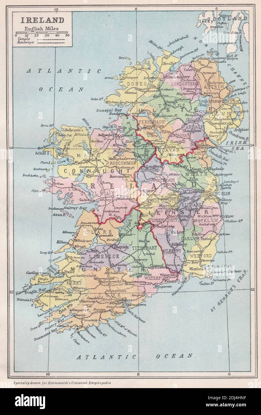Alte Karte von Irland 1900er Stockfoto