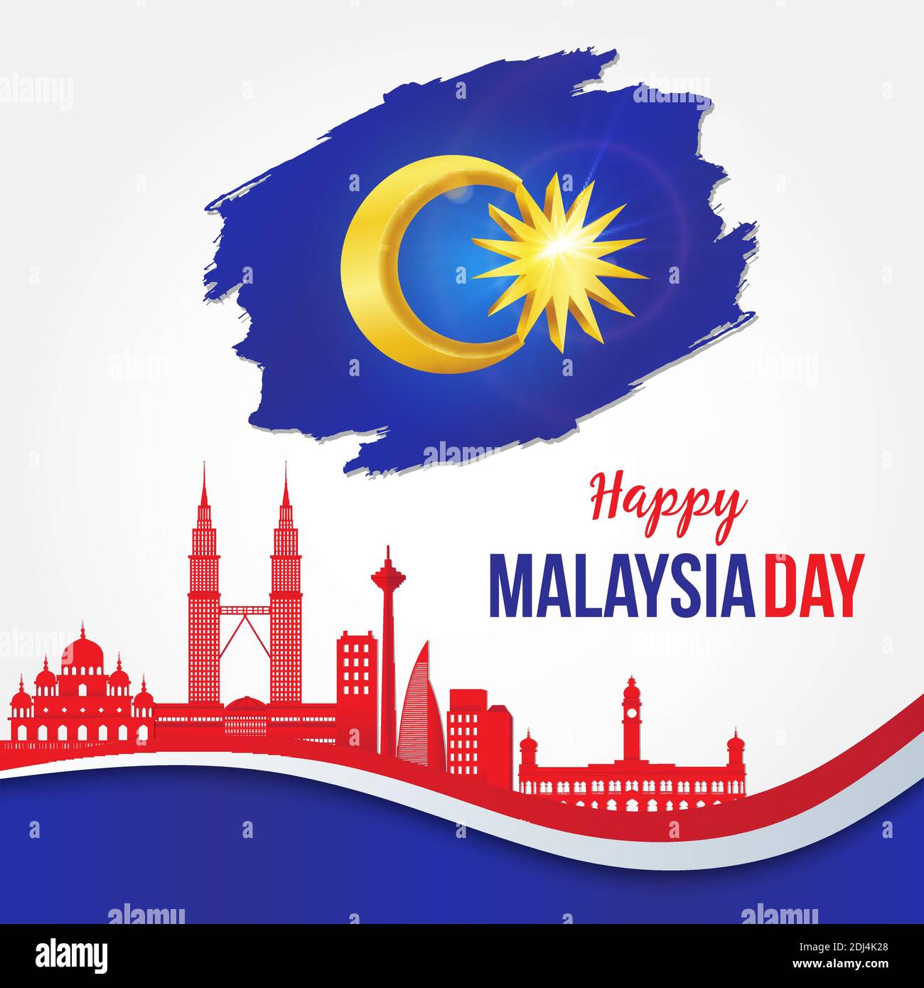 Vektor-Illustration der glücklichen malaysia Independence Day Feier mit Stadt Skyline Stock Vektor