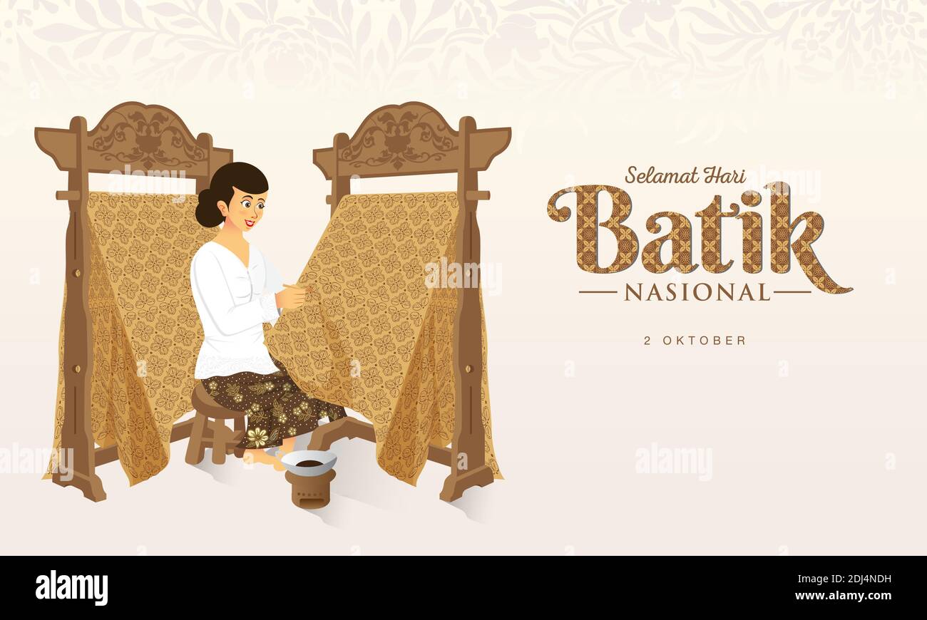 Indonesian Holiday Batik Day Illustration.Übersetzung: 02. Oktober, Happy National Batik Day. Geeignet für Grußkarten, Poster und Banner Stock Vektor