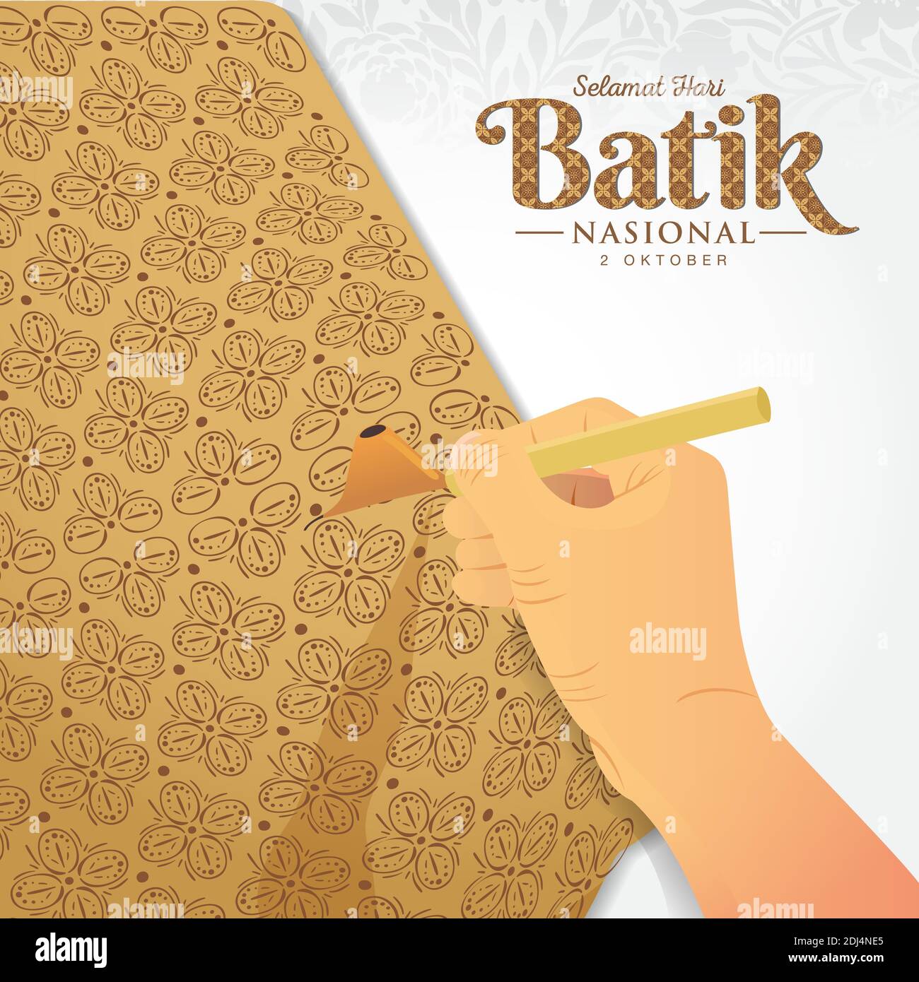 Indonesian Holiday Batik Day Illustration.Übersetzung: 02. Oktober, Happy National Batik Day. Geeignet für Grußkarten, Poster und Banner Stock Vektor