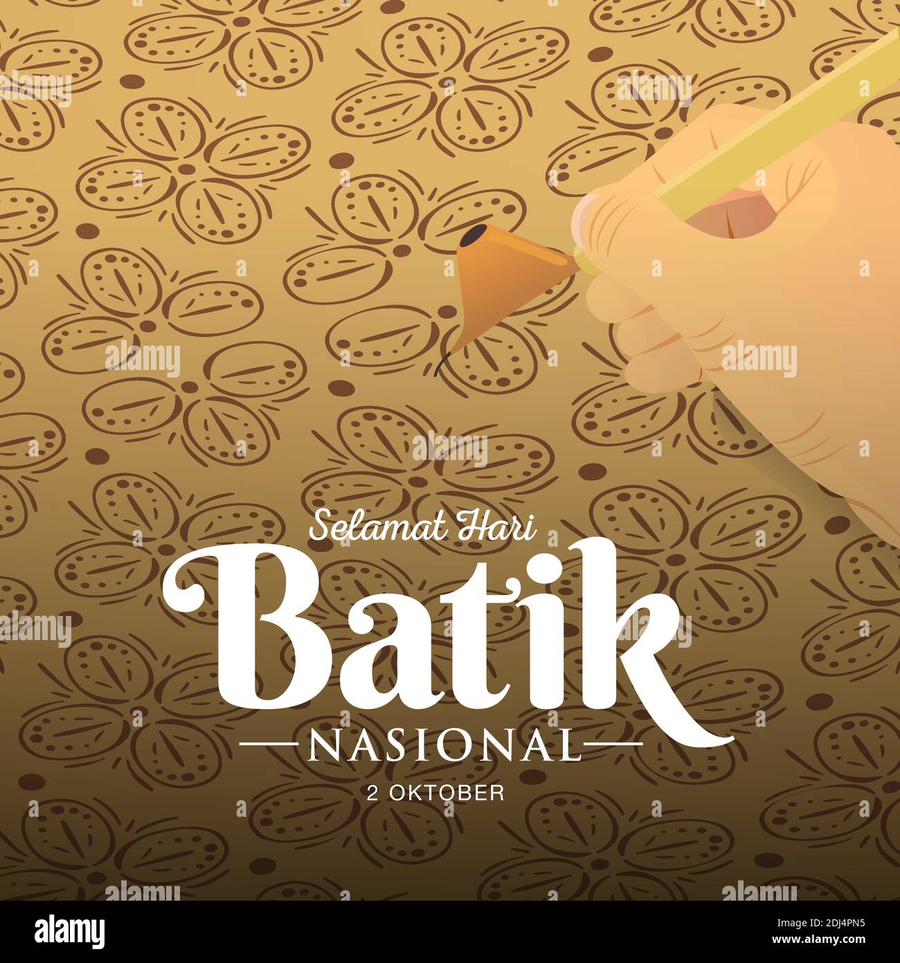 Indonesian Holiday Batik Day Illustration.Übersetzung: 02. Oktober, Happy National Batik Day. Geeignet für Grußkarten, Poster und Banner Stock Vektor