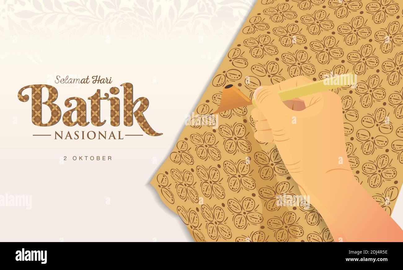 Indonesian Holiday Batik Day Illustration.Übersetzung: 02. Oktober, Happy National Batik Day. Geeignet für Grußkarten, Poster und Banner Stock Vektor