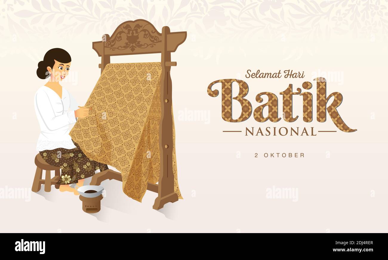 Indonesian Holiday Batik Day Illustration.Übersetzung: 02. Oktober, Happy National Batik Day. Geeignet für Grußkarten, Poster und Banner Stock Vektor