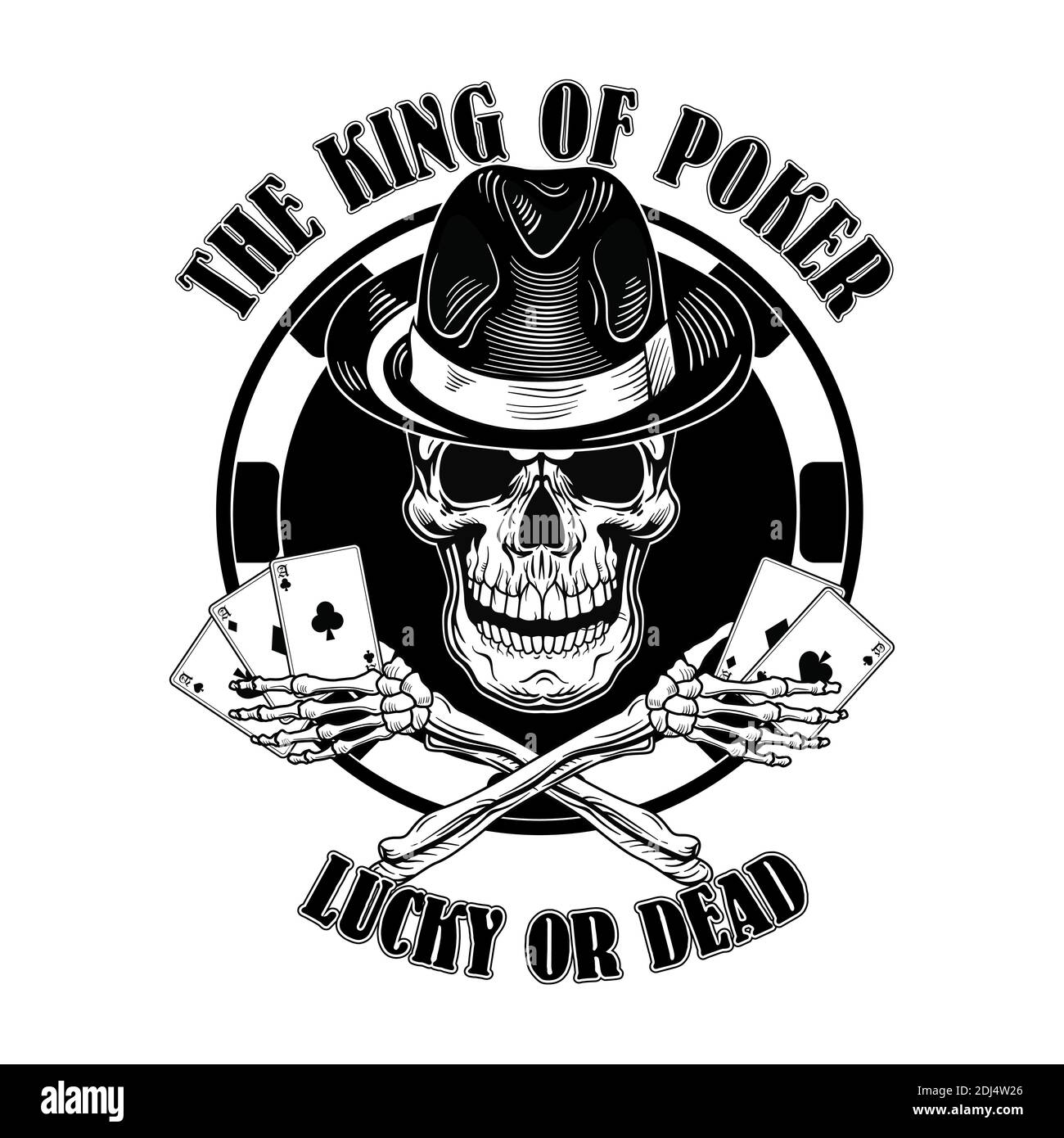 Gangster Schadel Tragt Fedora Hut Mit Gekreuzten Messern Im Vintage Isolierte Vektorgrafik Im Monochromen Stil Stock Vektorgrafik Alamy