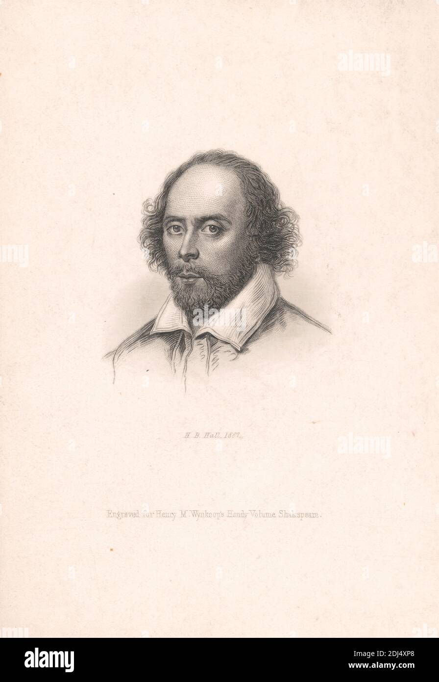Ohne Titel: Portrait of William Shakespeare, Henry Bryan Hall, 1808–1884, American, 1867, Strichgravur auf Wobentpapier, Blatt: 5 1/2 x 3 1/2in. (14 x 8,9 cm Stockfoto
