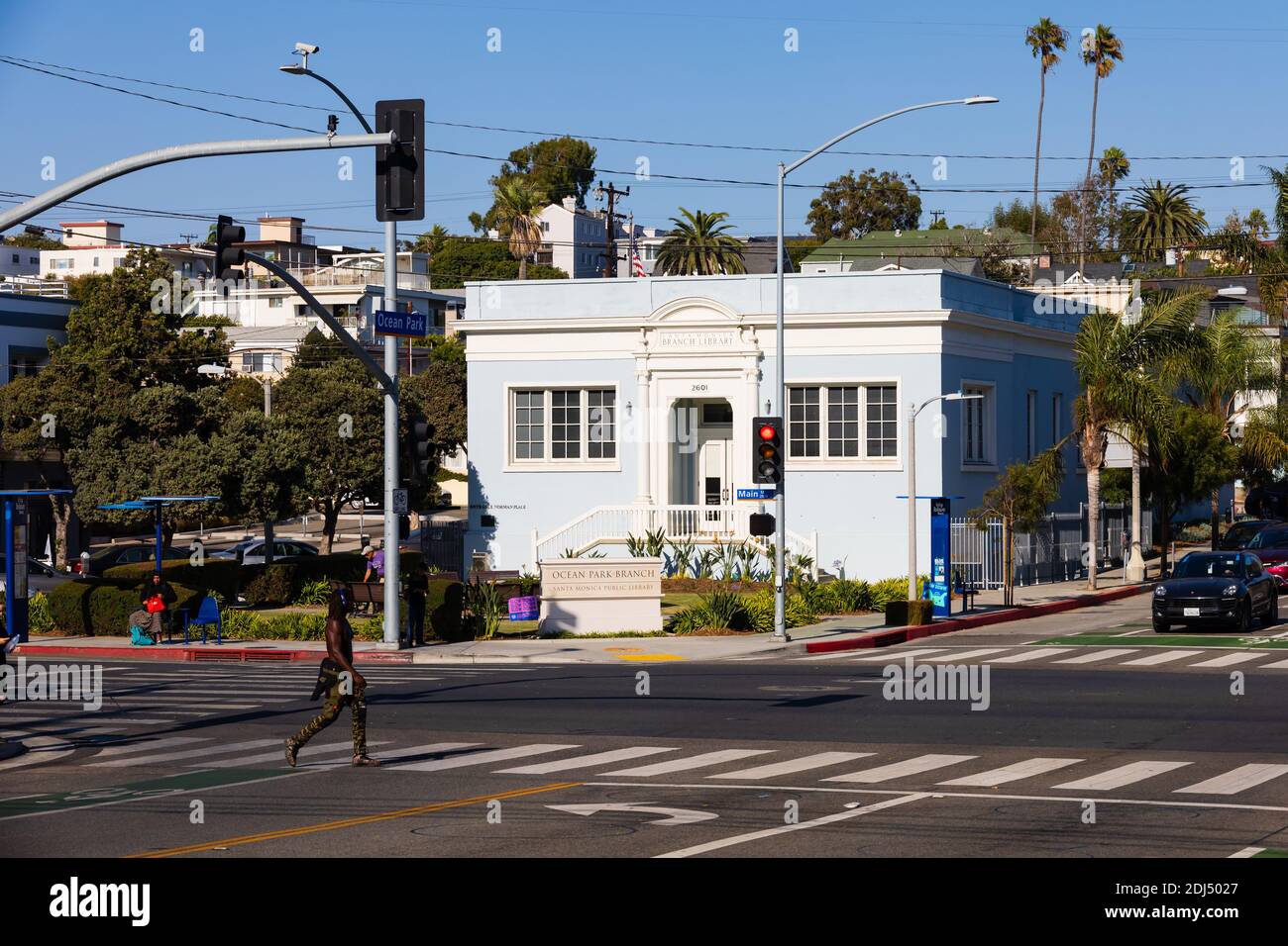 Santa Monica Branch Library, 2601 Main Street Ocean Park Intersection, Los Angeles, California, Vereinigte Staaten von Amerika Stockfoto