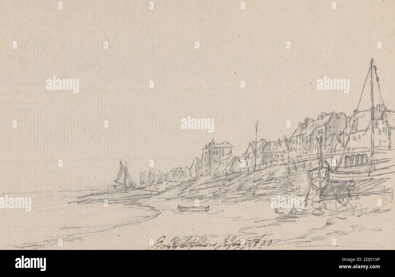 Brighton, England, James Moore, 1762–1799, Britisch, 1793, Graphit auf Medium, mäßig strukturiert, beige, Büttenpapier, Blatt: 4 1/16 × 6 3/16 Zoll (10.3 × 15.7 cm Stockfoto