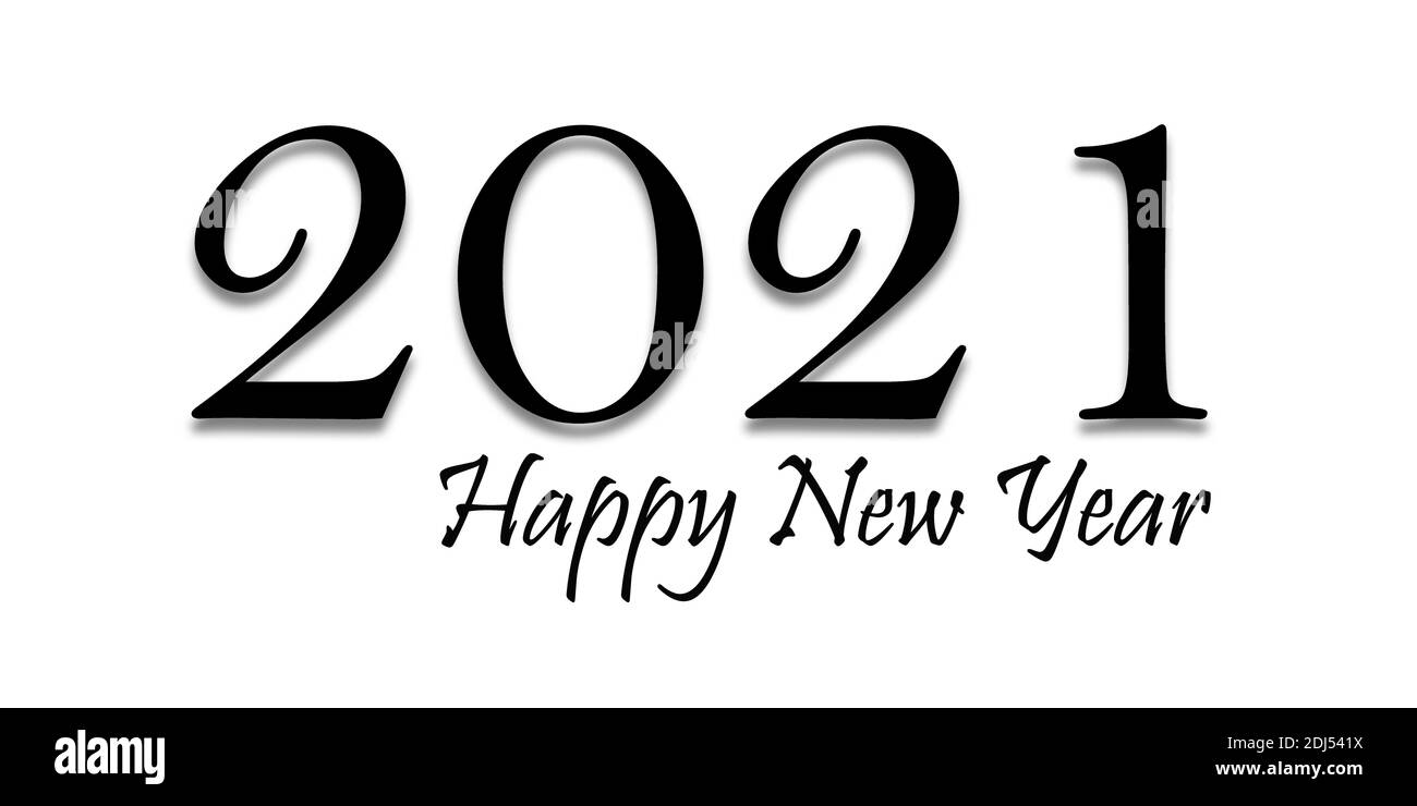Frohes neues Jahr 2021 Text-Design Stockfoto