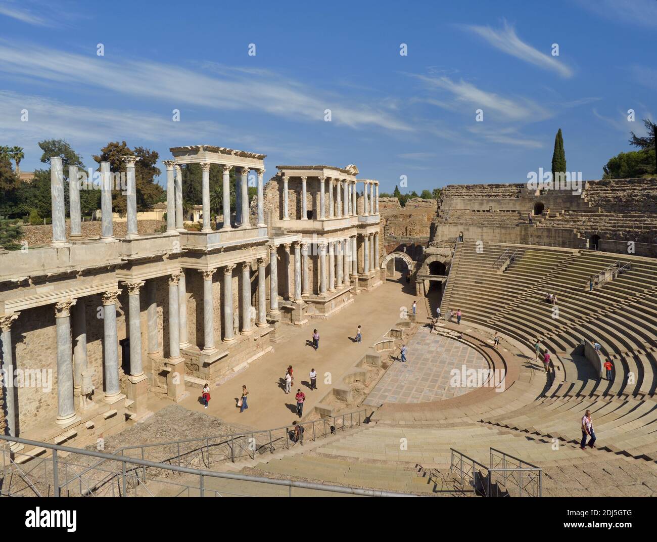 Mérida, das römische Amphitheater, Extremadura, Spanien Stockfoto