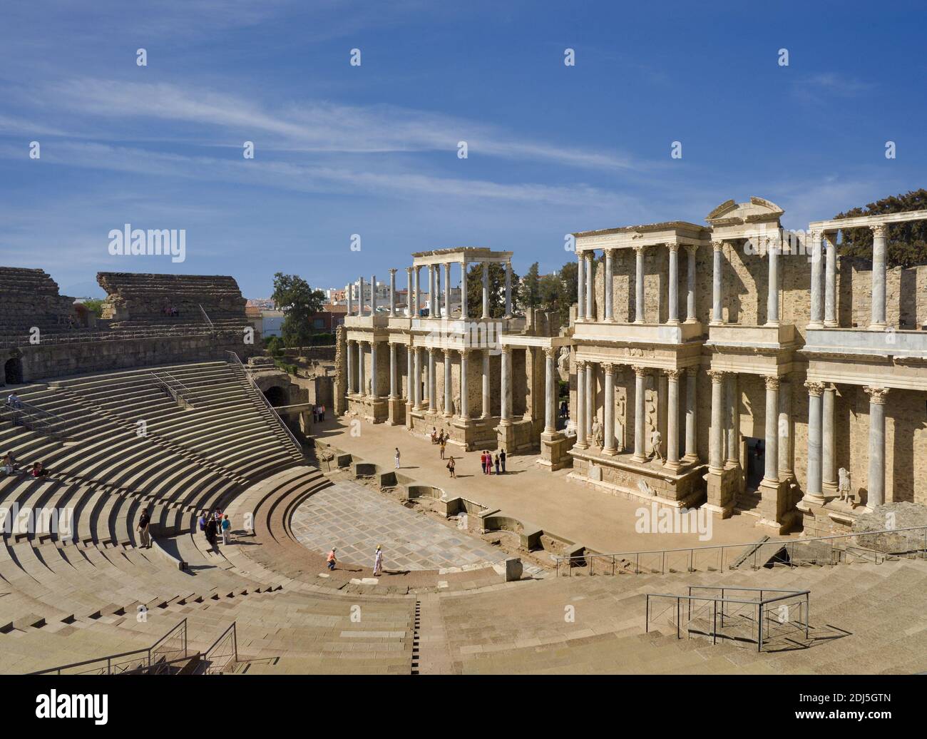 Mérida, das römische Amphitheater, Extremadura, Spanien Stockfoto