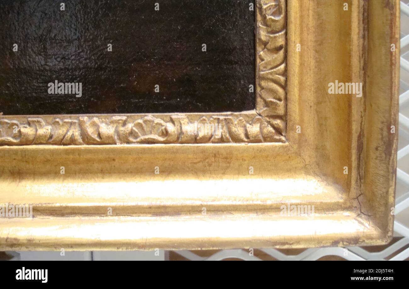 Britischer 'Carlo Maratta' Stil - neoklassischer Variantenrahmen, Unbekannter framemaker, 20. Jahrhundert, Holz geschnitzt, Wasser vergoldet und patiniert, Rahmen: 24 1/8 × 30 1/2 × 2 1/4 Zoll (61.3 × 77.5 × 5.7 cm Stockfoto