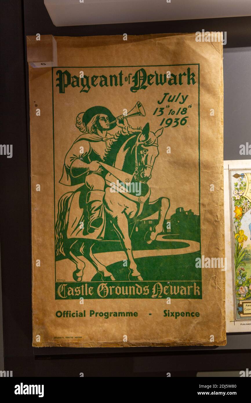 Offizielles Programm für "Pageant Newark" vom 13.-18. Juli 1936, National Civil war Center, Newark Museum, Newark-on-Trent, Notts, Großbritannien. Stockfoto