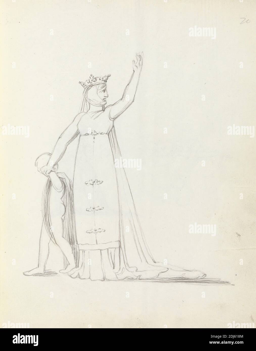 Mrs. Siddons leading child by the Hand with left arm raised, John Flaxman, 1755–1826, British, 1783, Pen, ink and wash, Sheet: 10 1/2 x 7 3/8in. (26.7 x 18,7 cm Stockfoto
