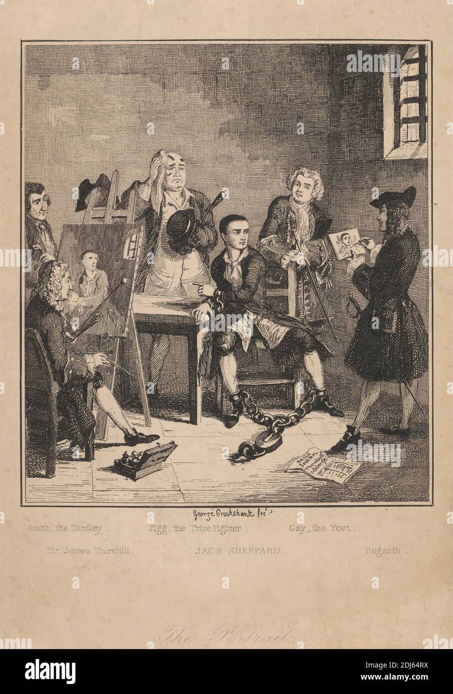 The Portrait, Druck von George Cruikshank, 1792–1878, British, 1836, Radierung auf mittelschwerem, leicht strukturiertem, cremefarbenem Papier Stockfoto The Portrait, Druck von George Cruikshank, 1792–1878, British, 1836, Radierung auf mittelschwerem, leicht strukturiertem, cremefarbenem Papier Stockfoto
