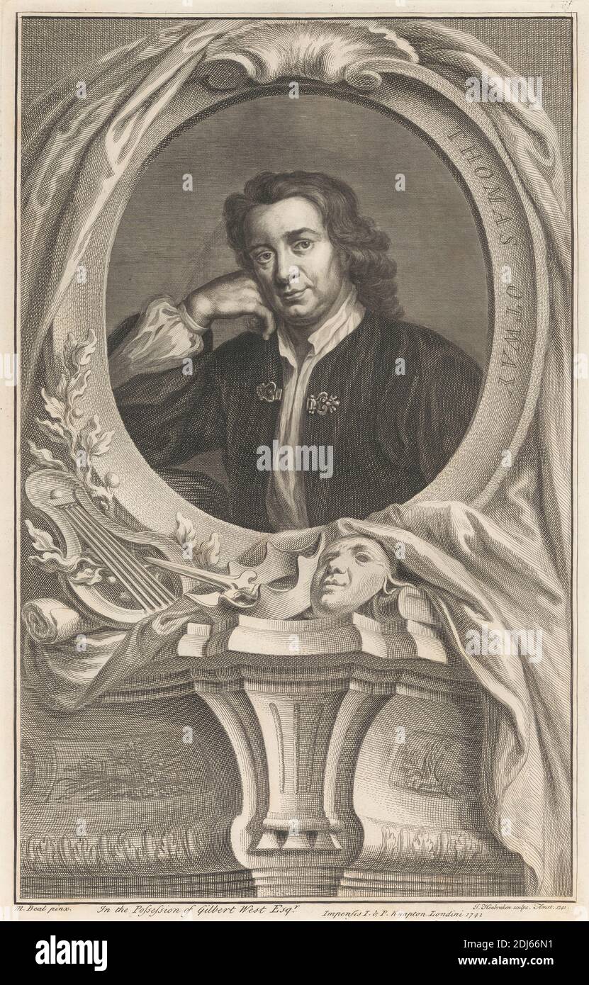 Thomas Otway, Druck gemacht von Jacobus Houbraken, 1698–1780, Niederländisch, 1741, Strichgravur auf mittelschwerem, leicht strukturiertem, cremefarbenen Wove-Papier Stockfoto