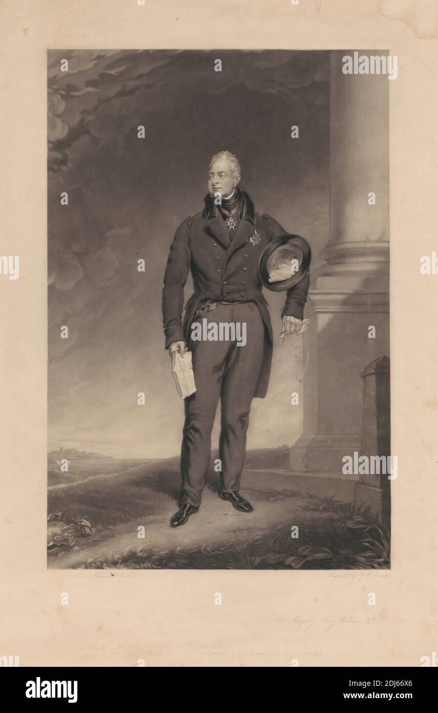 Seine Majestät König William IV., nach Sir Thomas Lawrence, 1769–1830, British, 1836, Mezzotint auf mittelschwerem, leicht strukturiertem, cremefarbenem Wove-Papier Stockfoto