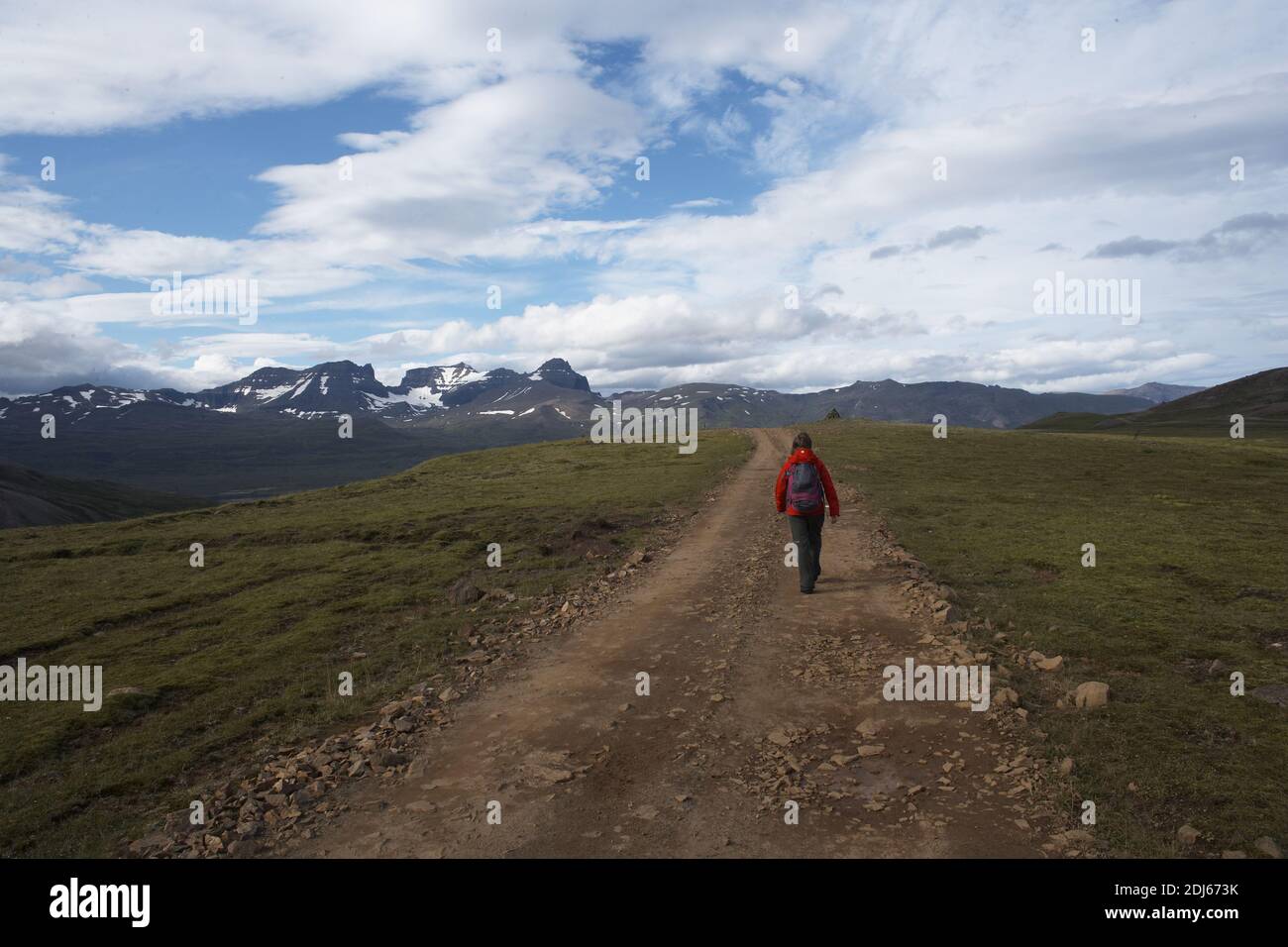 Wanderer in Ost-Island, Stockfoto