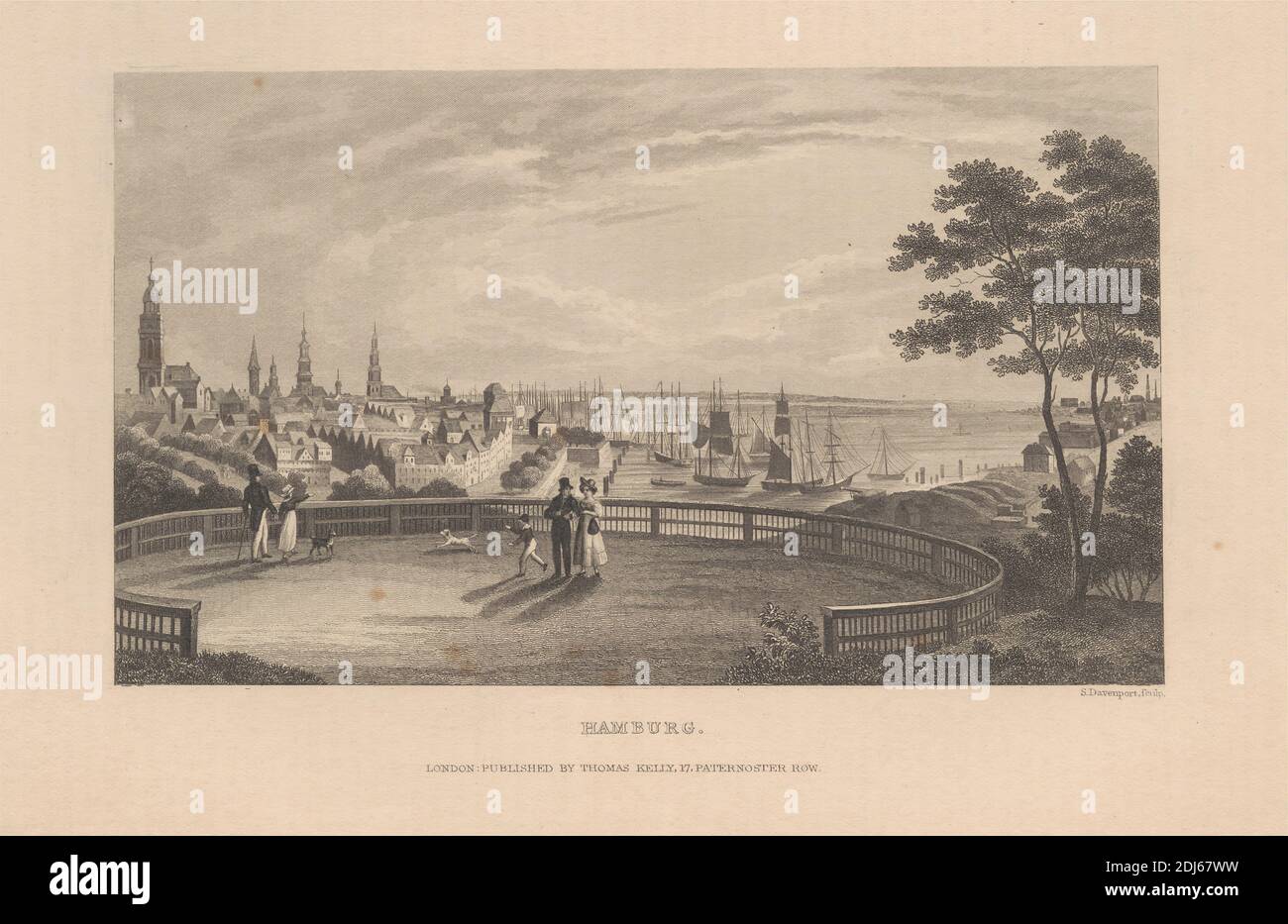Hamburg, Druck made by Samuel Davenport, 1783–1867, britisch, undatiert, Strichgravur auf mittelschwerem, leicht strukturiertem, cremefarbenen Wove-Papier Stockfoto Hamburg, Druck made by Samuel Davenport, 1783–1867, britisch, undatiert, Strichgravur auf mittelschwerem, leicht strukturiertem, cremefarbenen Wove-Papier Stockfoto