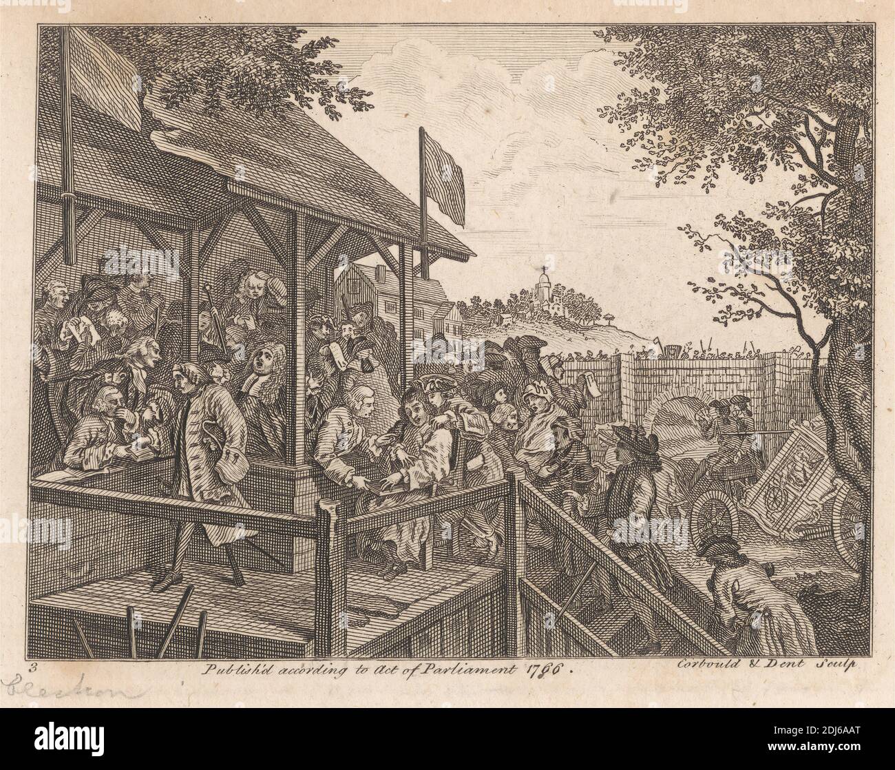 The Polling, nach William Hogarth, 1697–1764, British, 1766, Radierung und Strichgravur auf mittelschwerem, leicht strukturiertem, cremefarbenen Papier Stockfoto The Polling, nach William Hogarth, 1697–1764, British, 1766, Radierung und Strichgravur auf mittelschwerem, leicht strukturiertem, cremefarbenen Papier Stockfoto