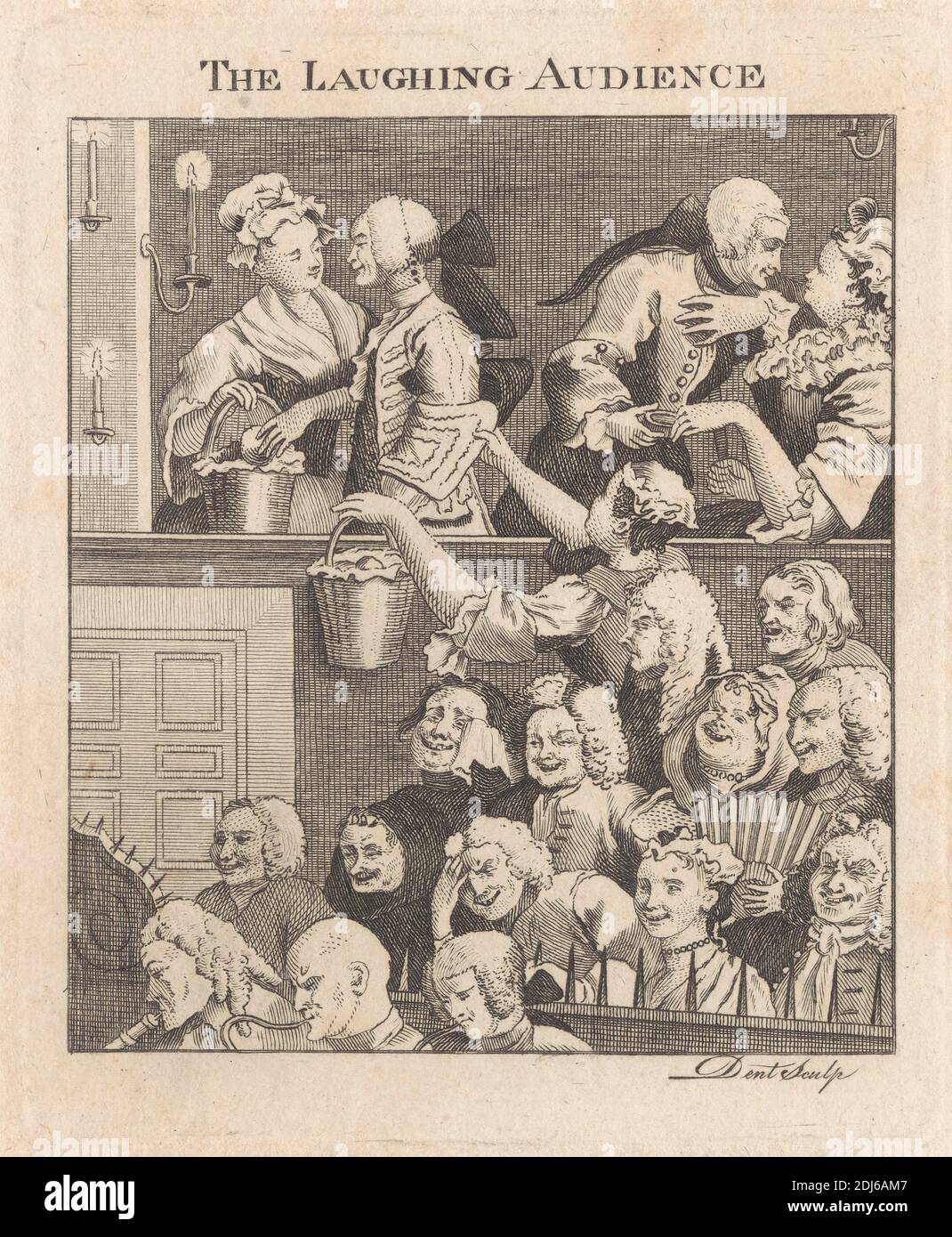 Das lachende Publikum, nach William Hogarth, 1697–1764, Britisch, 1768, Radierung und Strichgravur auf mittelschwerem, leicht strukturiertem, cremefarbenen Papier Stockfoto