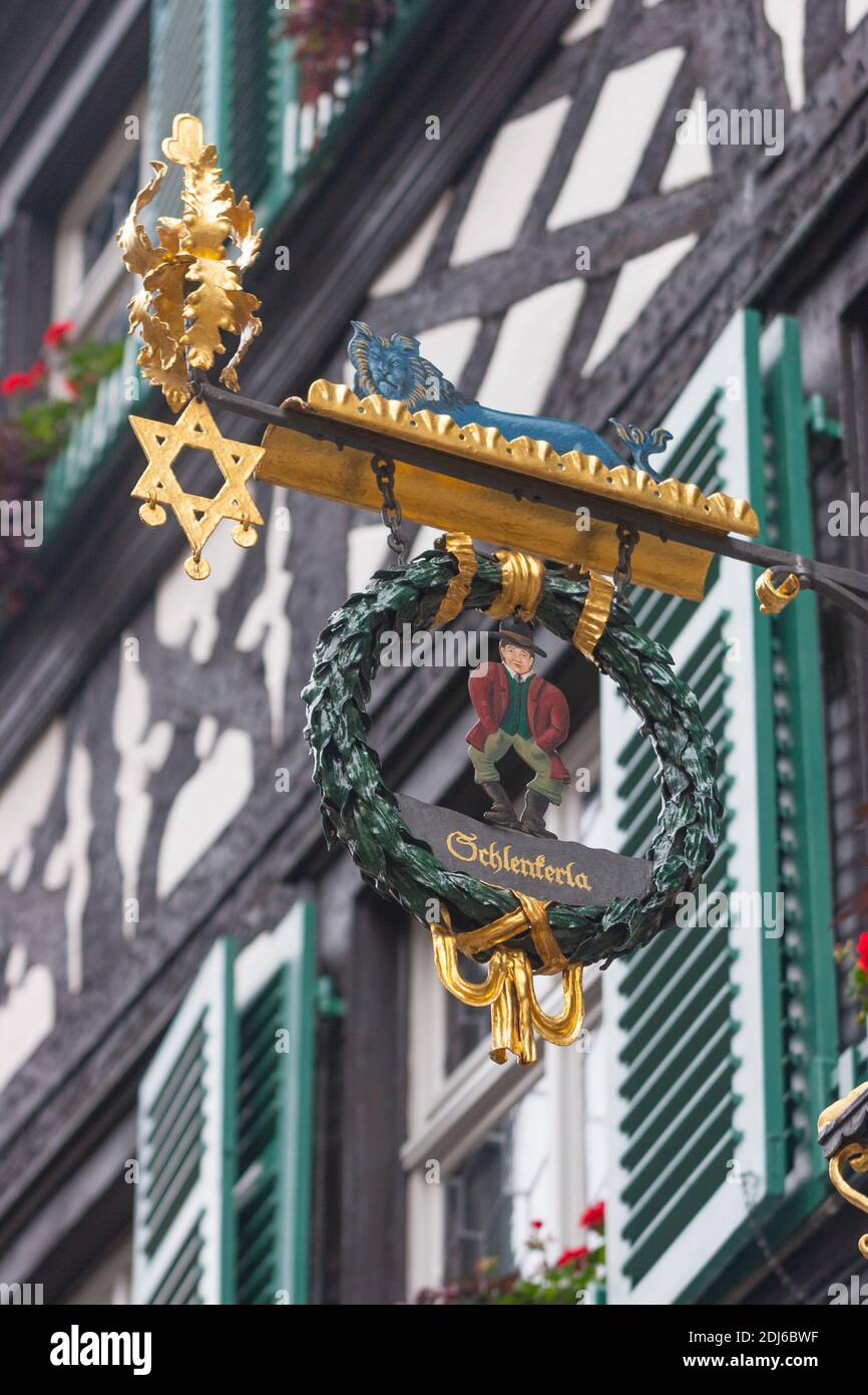 Wirtshausschild der Schlenkerla in Bamberg, Deutschland Stockfoto