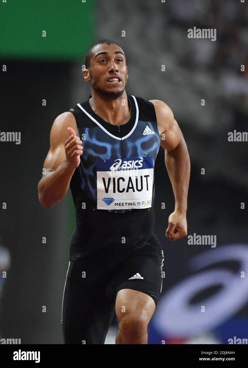 rench Sprinter Jimmy Vicaut nimmt am 27. August 2016 am Pariser Athletics Meeting Teil, der 12. Etappe der IAAF Diamond League, die im Stade de France in Saint-Denis bei Paris, Frankreich, stattfindet. Foto von Christian Liewig/ABACAPRESS.COM Stockfoto