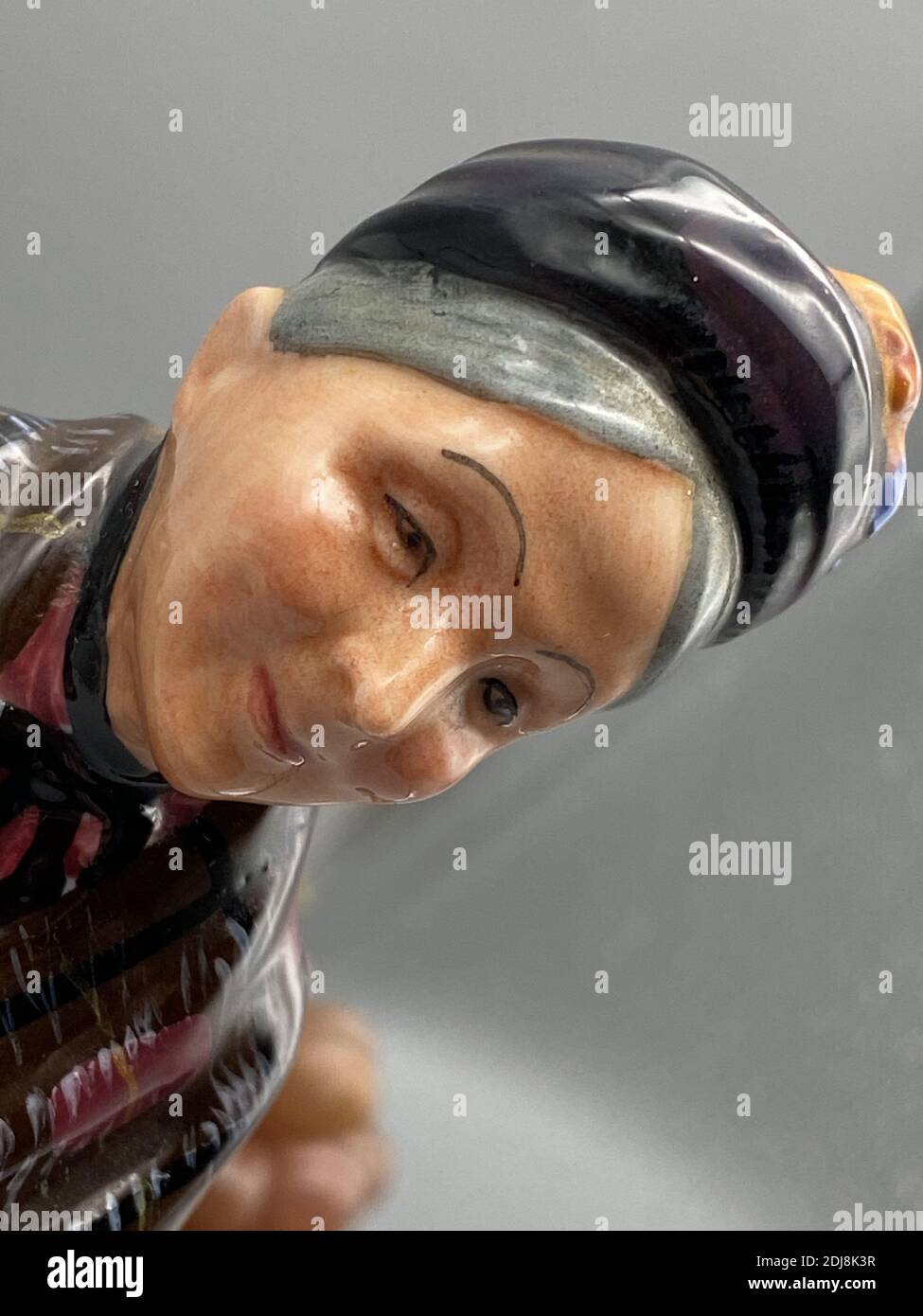 Eine Nahaufnahme einer alten Frau Porzellanfiguren Gesicht Stockfoto