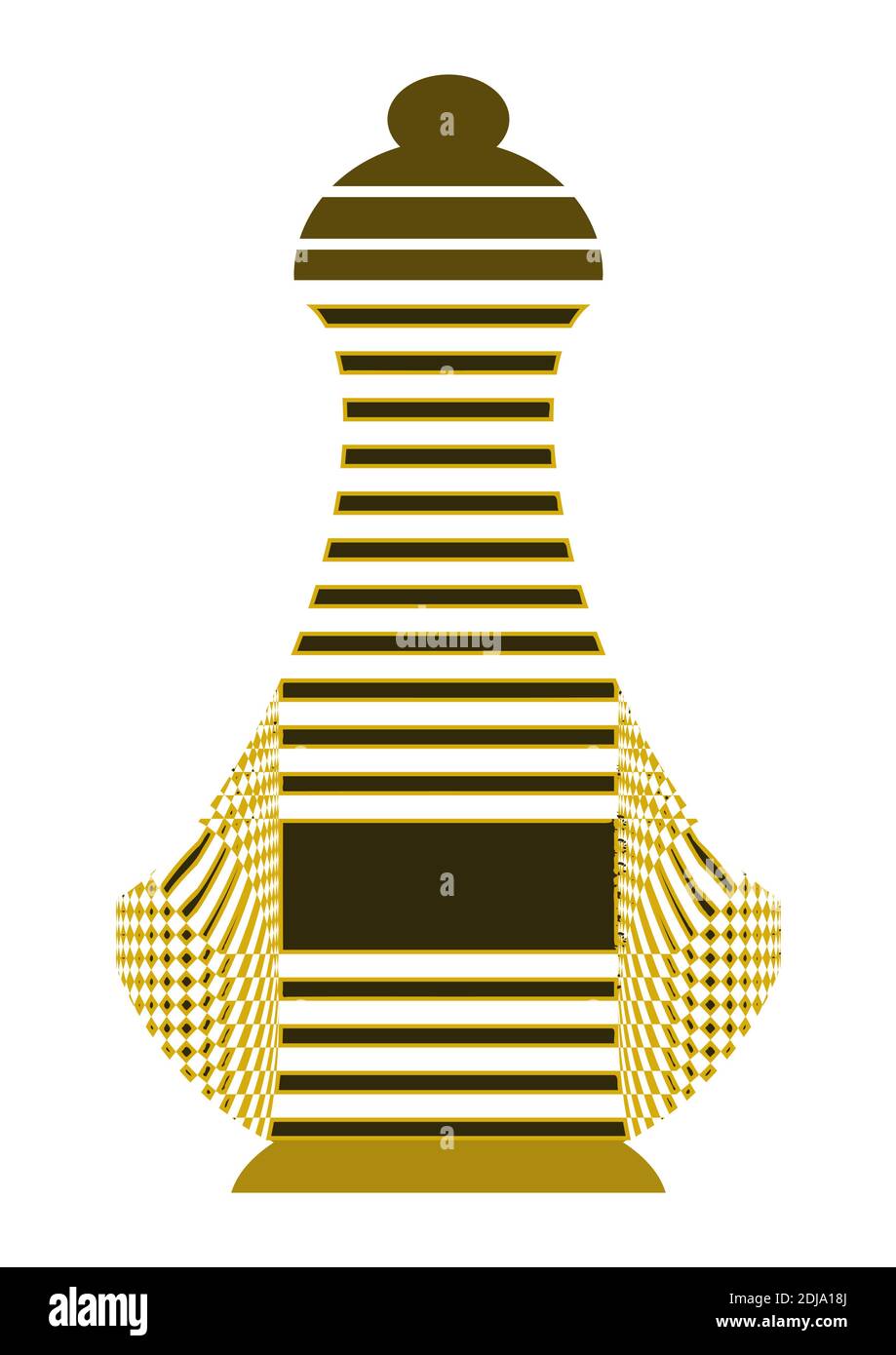 Bild einer goldenen Farbe, transparent, Glasflasche, Vektor-Grafik-Design in Töpferform. Stock Vektor