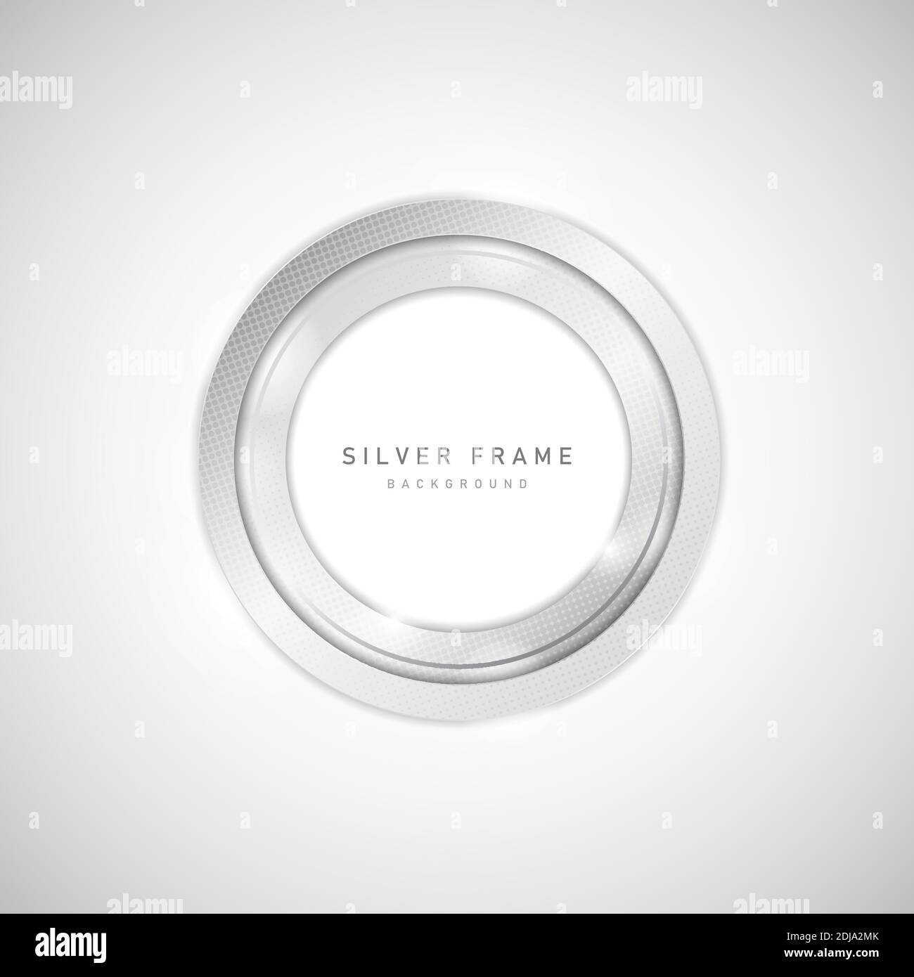 Abstraktes silbernes Metall aus Kreis Rahmen Design mit Halbton und Glare Design-Element. Verwenden Sie für Anzeige, Poster, Element Design. Illustration Vektor eps10 Stock Vektor