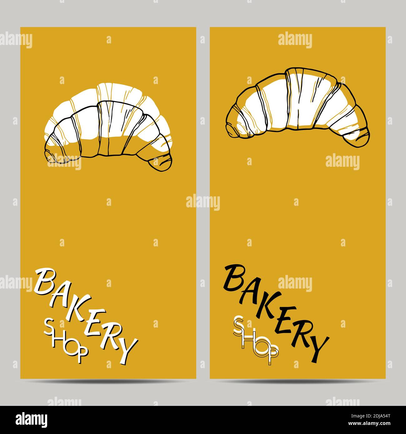 Handgezeichneter Satz von Bäckerei Shop Poster mit Croissant. Design Skizzenelement für Menü Café, Bistro, Restaurant, Bäckerei und Verpackung. Vektorgrafiken Stock Vektor