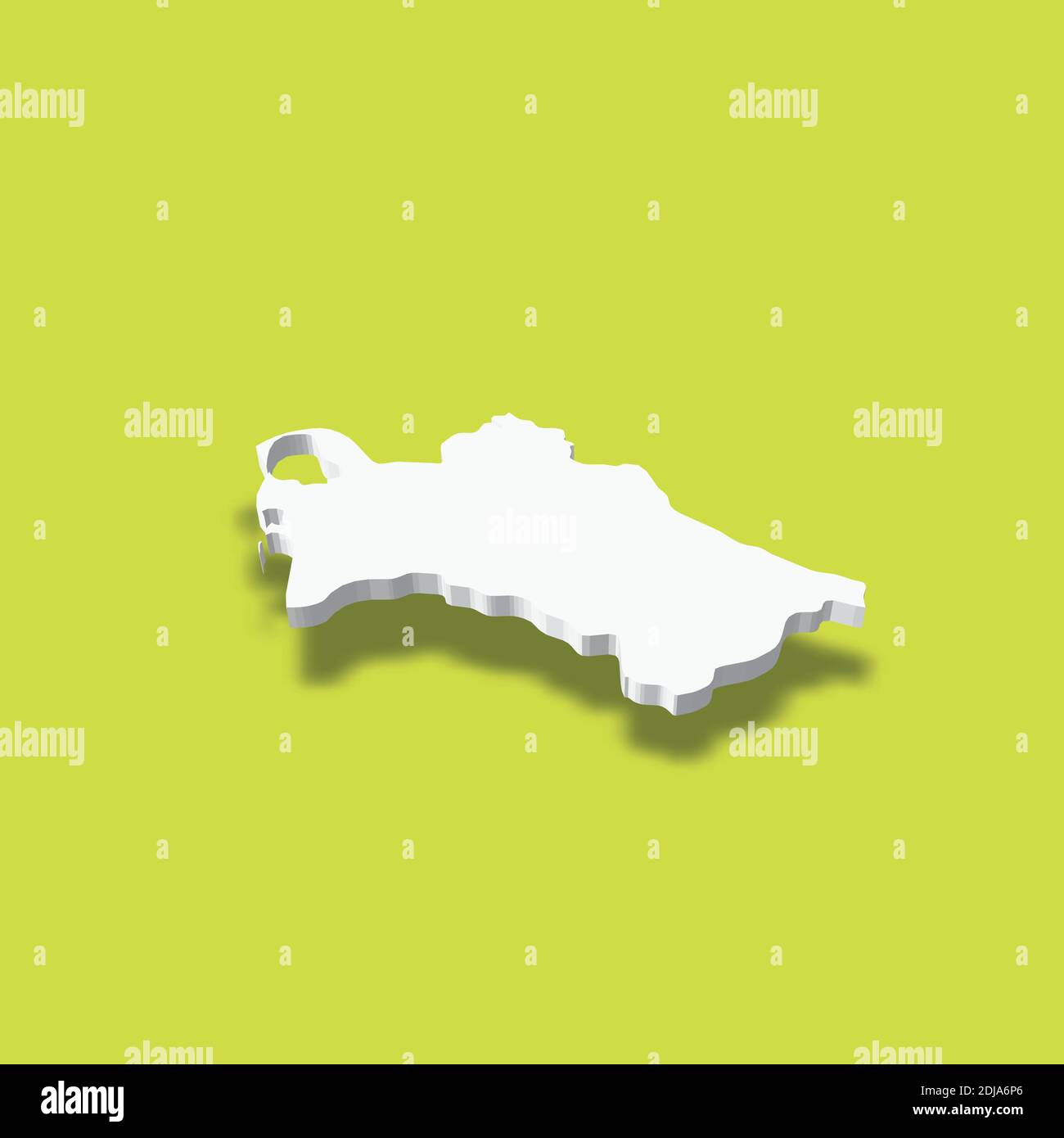 Turkmenistan - weiße 3D Silhouette Karte des Landes mit Schatten auf grünem Hintergrund. Einfache flache Vektordarstellung. Stock Vektor