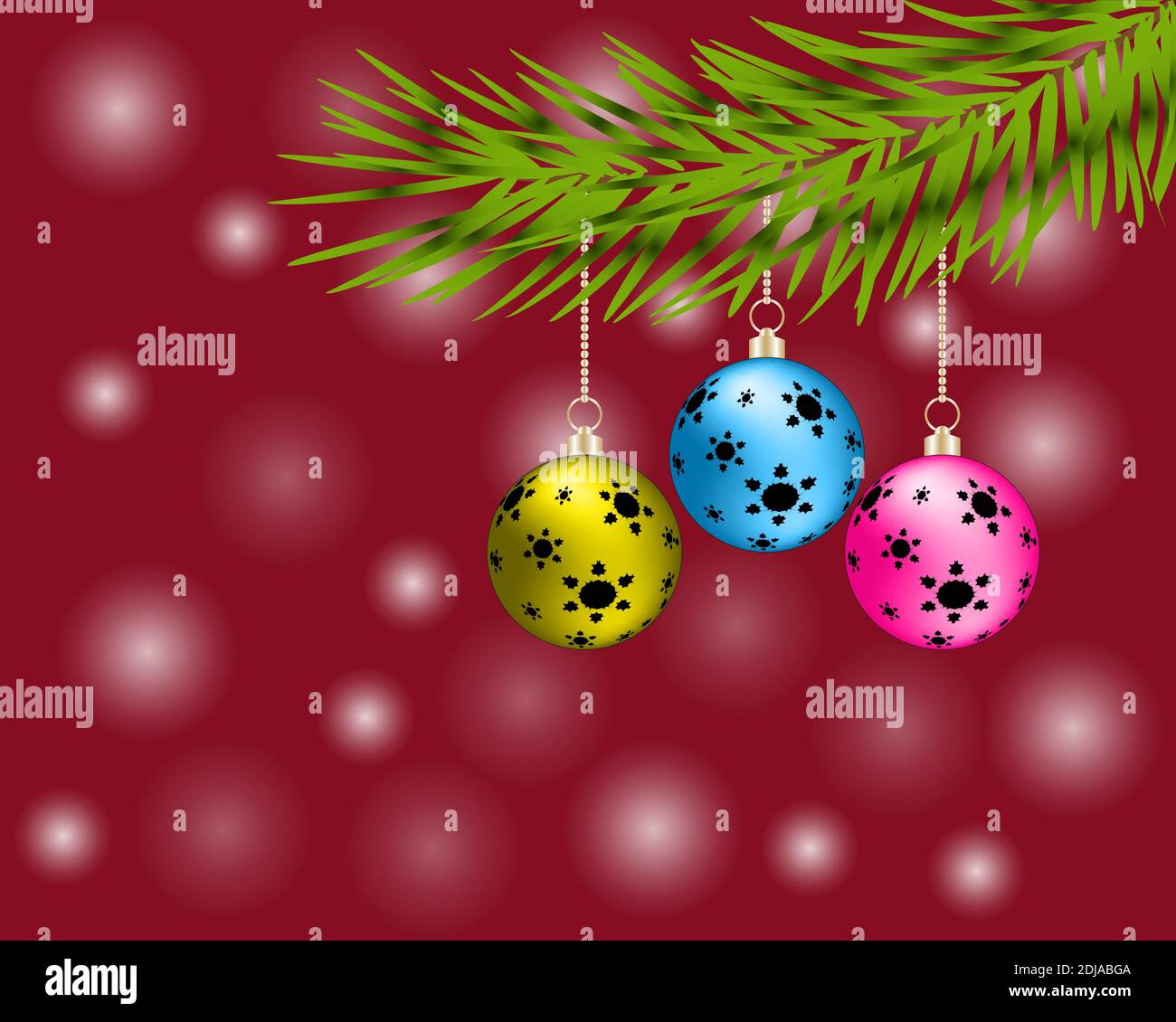 vector weihnachtskugeln hängen auf Kiefer Stock Vektor