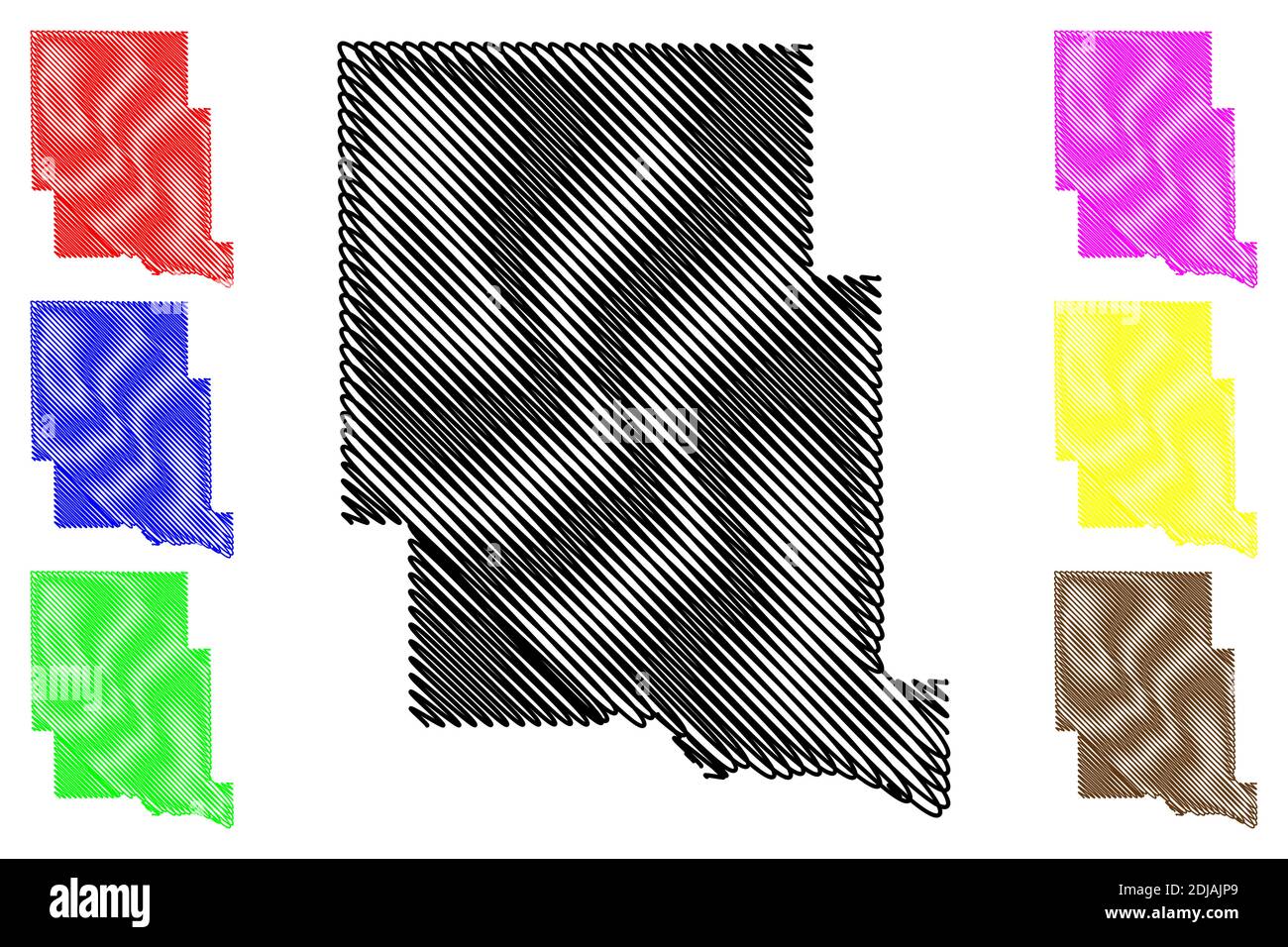 Marshall County, Mississippi (US County, Vereinigte Staaten von Amerika, USA, USA, US) Kartenvektordarstellung, Scribble Skizze Marshall Karte Stock Vektor