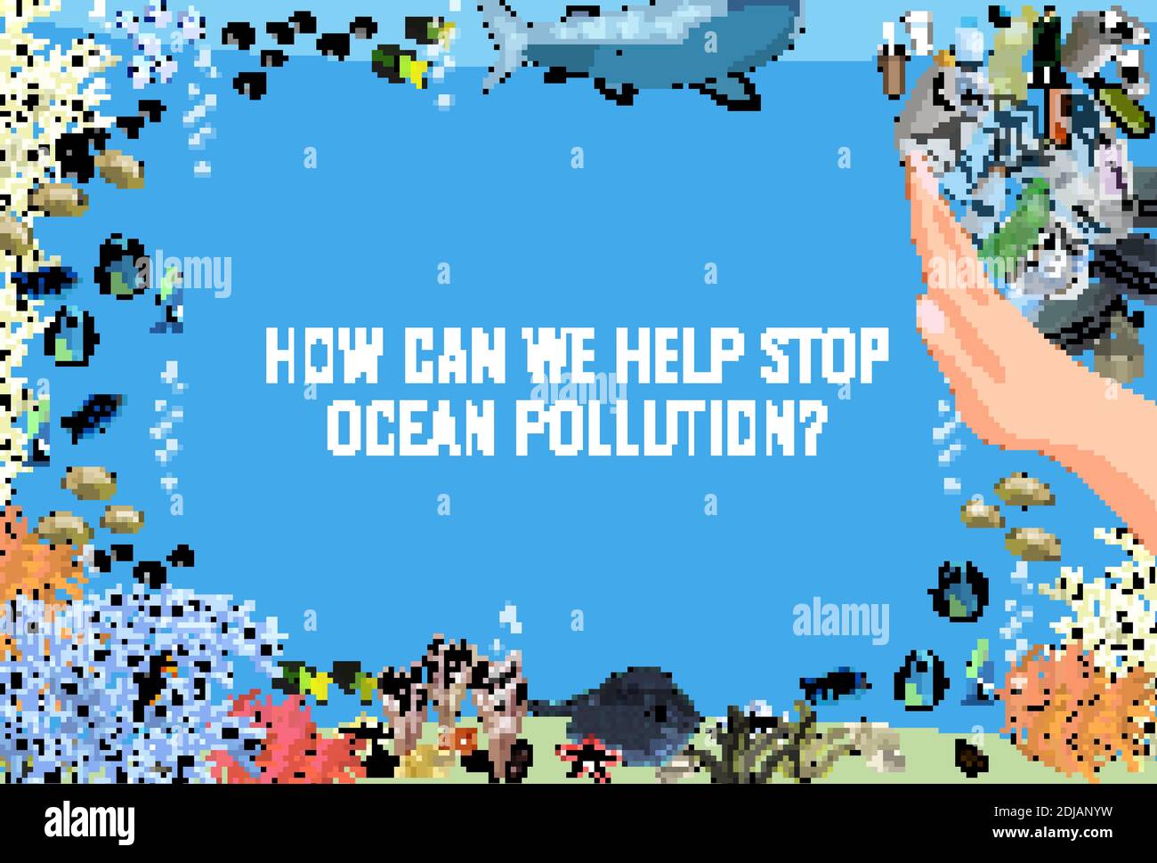 Das Konzept der ökologischen Katastrophe von Müll und Abfall im Meer. Stock Vektor