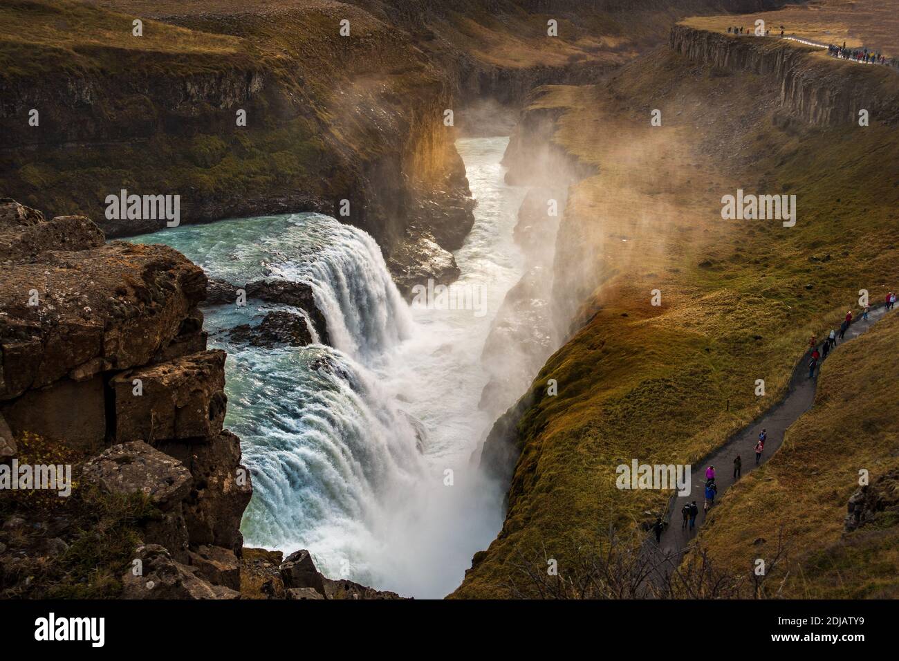 Gullfoss Wasserfall Teil Der Golden Circle Tour In Island Stockfoto