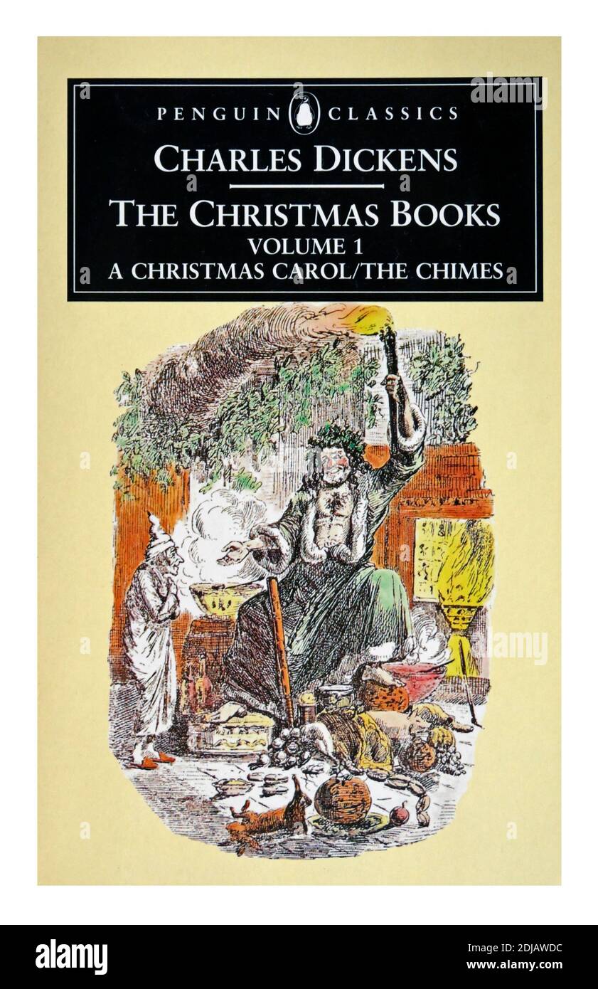 Buchcover 'The Christmas Books, Volume 1, A Christmas Carol/The Chimes' von Charles Dickens. Stockfoto