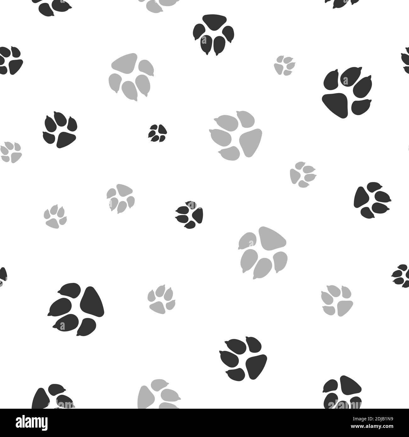 Katzen- und Hundefußabdrücke mit nahtlosem Muster. Potendruck für Haustiere oder Tiere. Vektor Stock Vektor