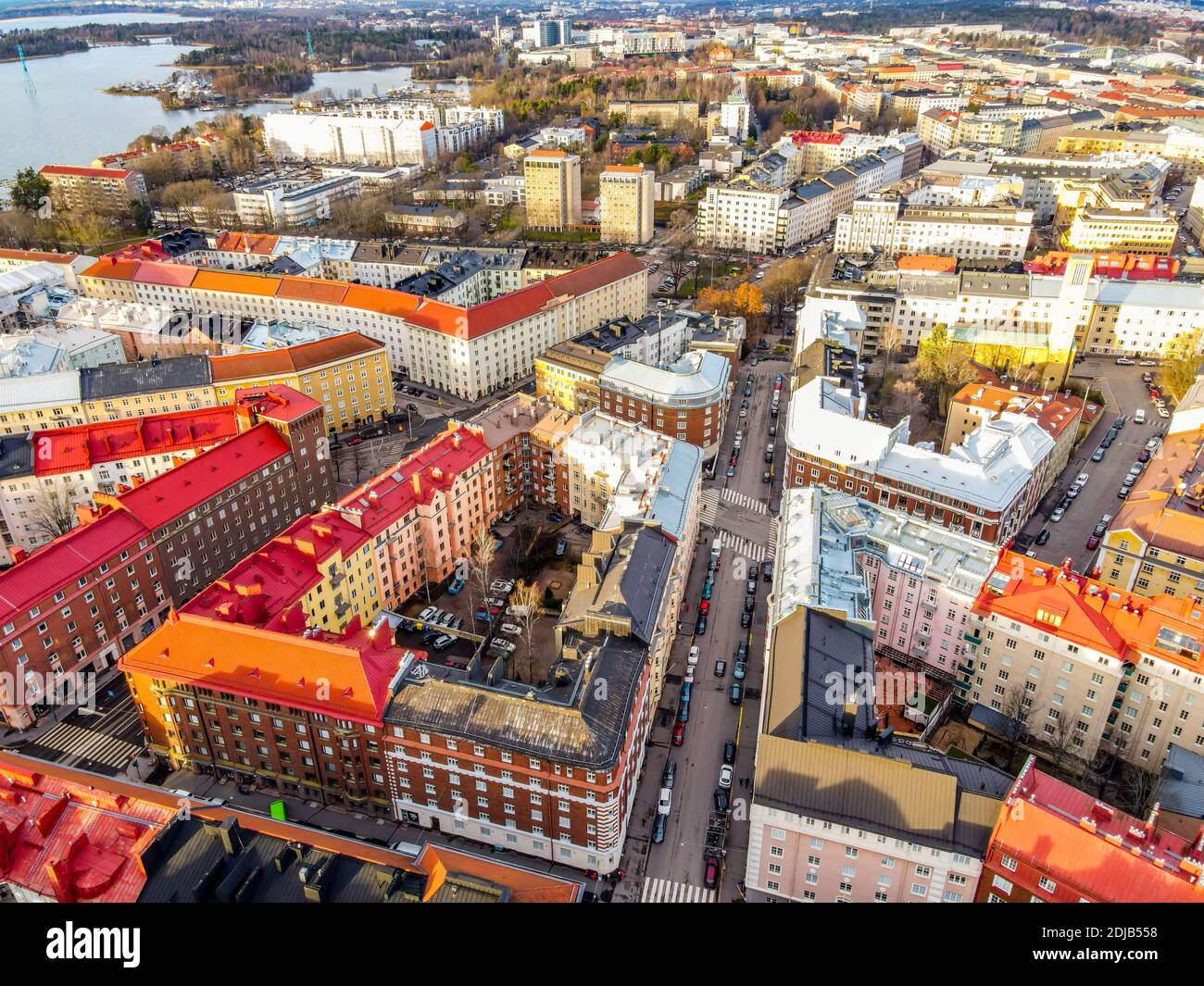 Luftbild des Stadtzentrum von Helsinki, Finnland Stockfoto