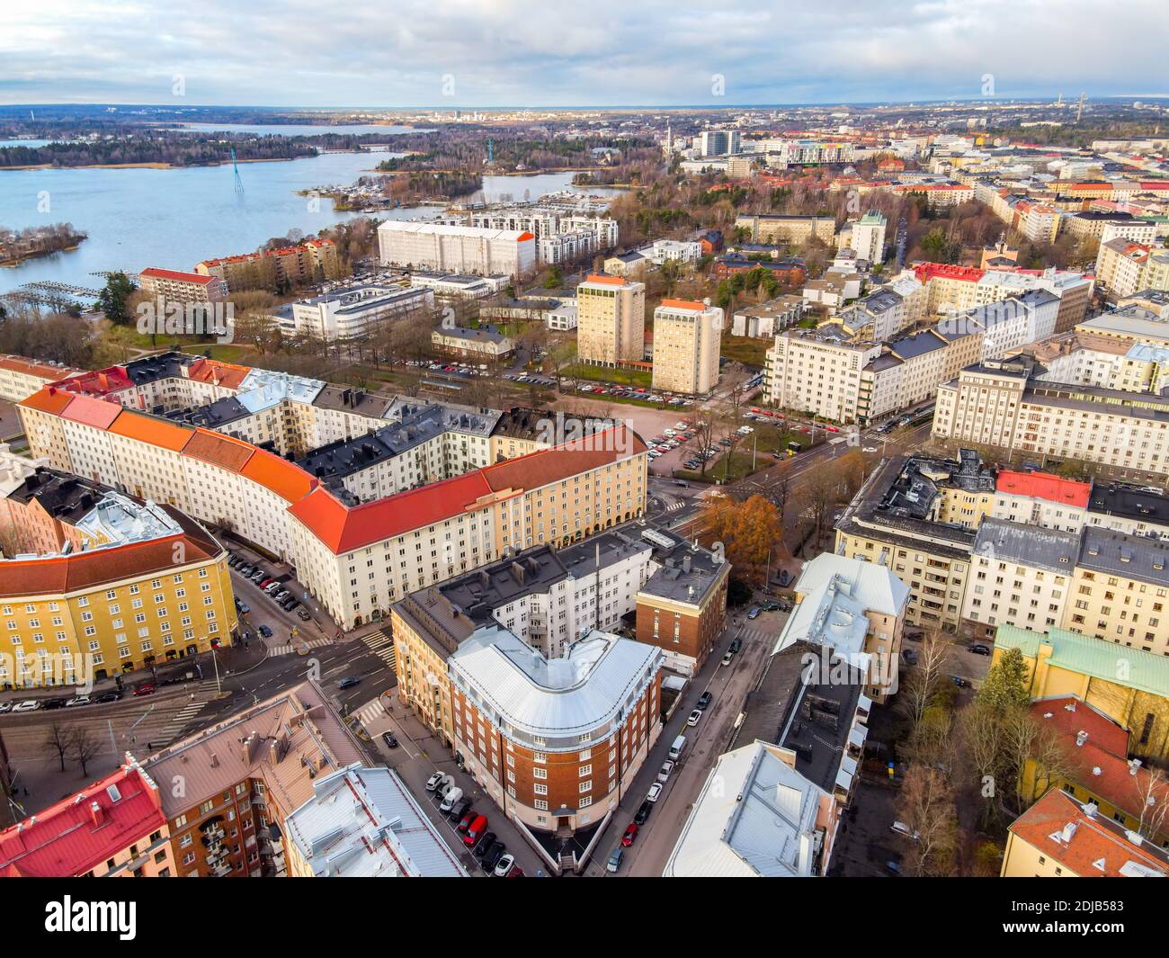 Luftbild des Stadtzentrum von Helsinki, Finnland Stockfoto