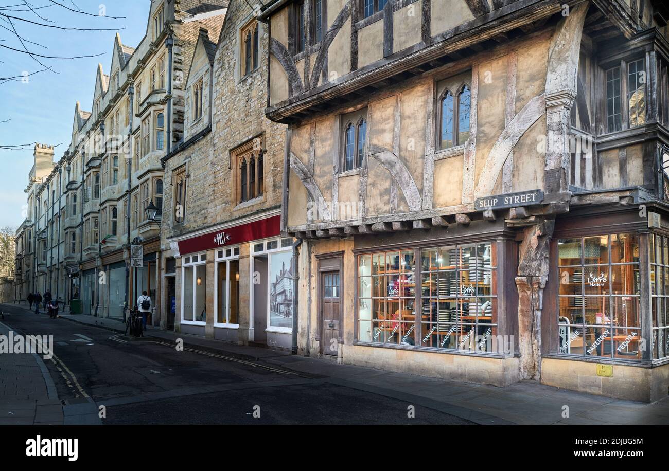 Ecke Ship Street, Oxford Stadtmitte, England. Stockfoto