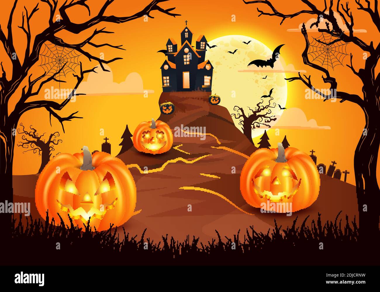 happy halloween hintergrund mit gruseligen kürbisse mit gruseligen