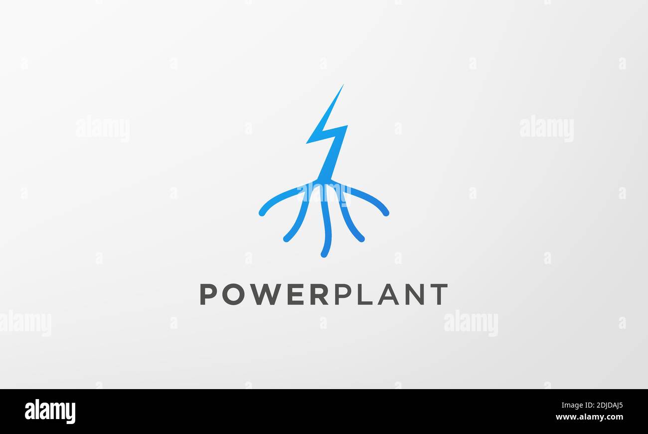 Lightning Root Tree Logo in einer modernen und minimalistischen Form Stock Vektor