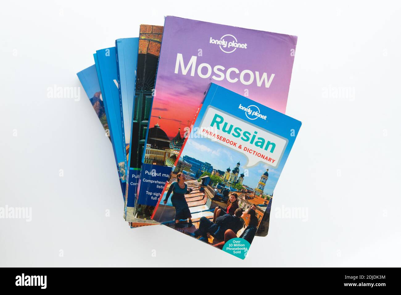 Lonely Planet Reiseführer nach Moskau und Russisch Phrasebook und Wörterbuch Stockfoto