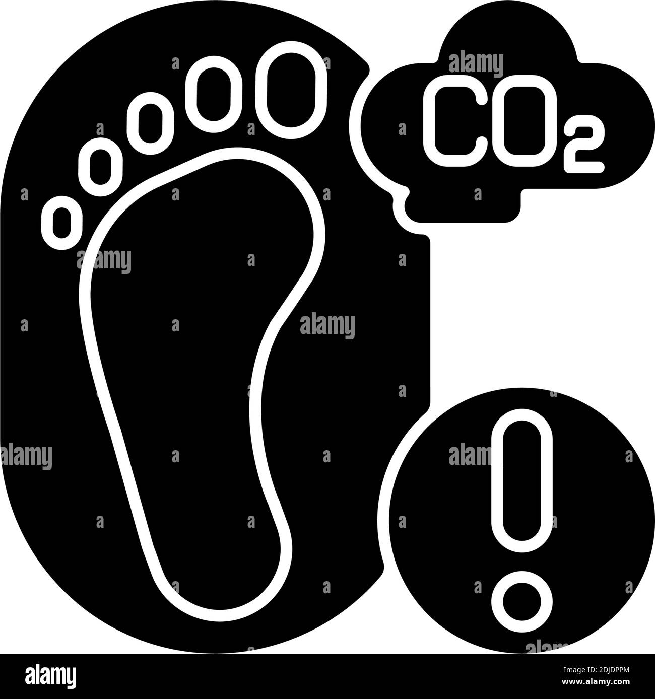 Schwarzes Glyphensymbol für CO2-Fußabdruck Stock Vektor