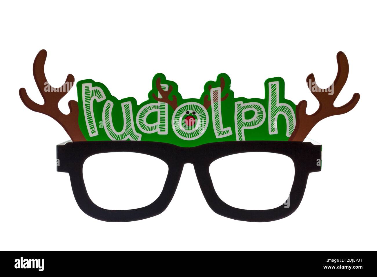 rudolph Selfie Brille aus Packung Gizmo Selfie Brille isoliert Auf weißem Hintergrund Stockfoto